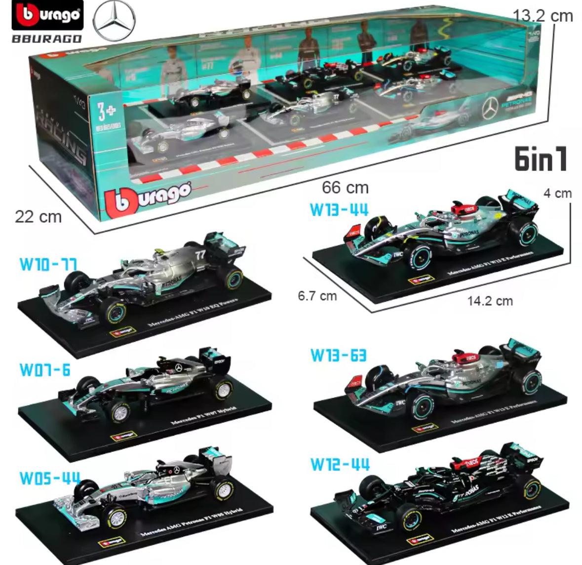 Set de 6 monoplazas Bburago de Mercedes