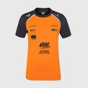 Playera oficial McLaren F1 Team Set Up 2025 para mujer en color Papaya y Negro